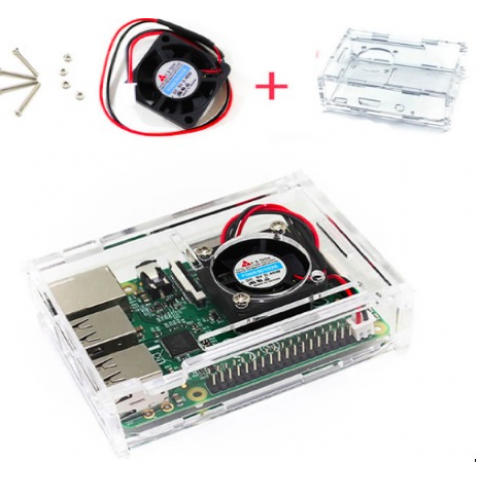 Skaidri dėžutė su aušinimo sistema Raspberry (Pi 3, 2, B, B+) 